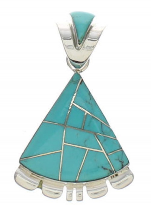 Southwest Turquoise Inlay Slide Pendant EX32213