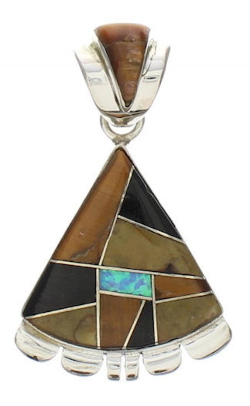 Tiger Eye And Multicolor Silver Pendant EX32215