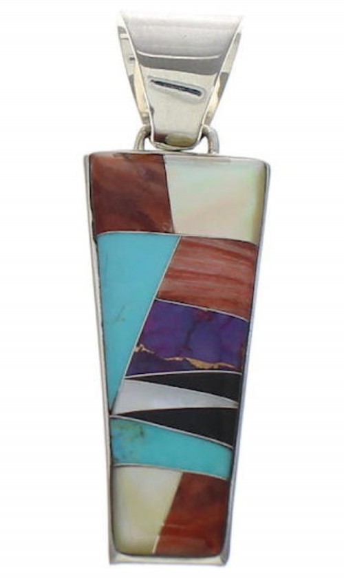 Multicolor Inlay And Genuine Sterling Silver Jewelry Pendant EX24405