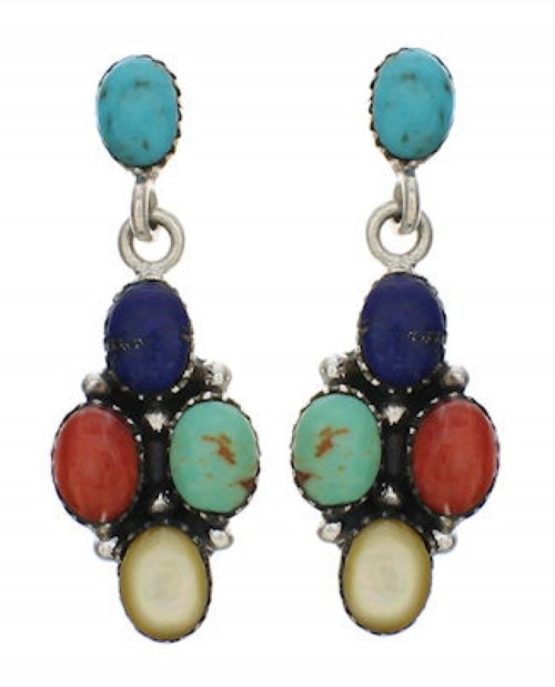 Sterling Silver Multicolor Dangle Post Earrings Jewelry TX26182