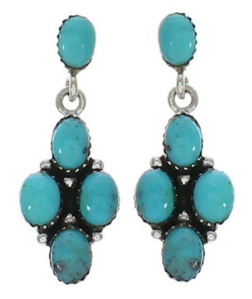 Silver Turquoise Post Dangle Earrings TX26188