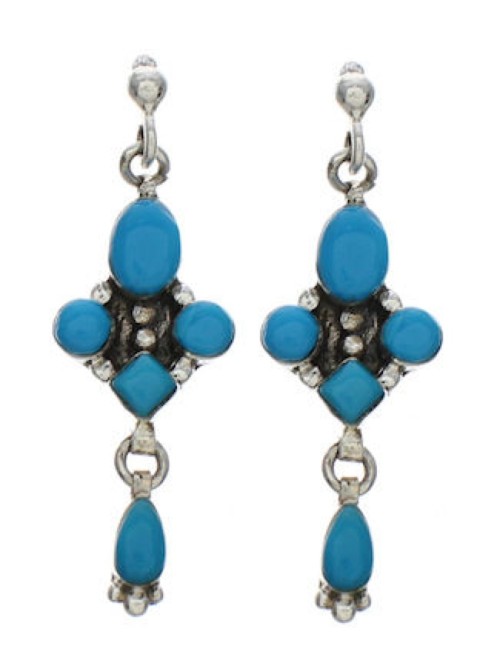 Sterling Silver And Turquoise Post Dangle Earrings TX26736