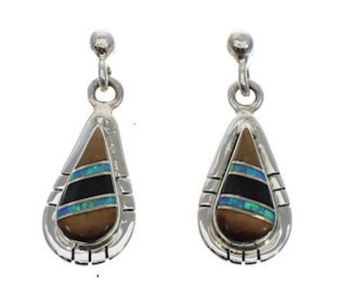 Southwestern Sterling Silver Tiger Eye Multicolor Earrings TX26260