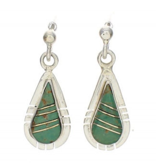 Southwestern Silver Turquoise Post Dangle Earrings Jewelry TX26291