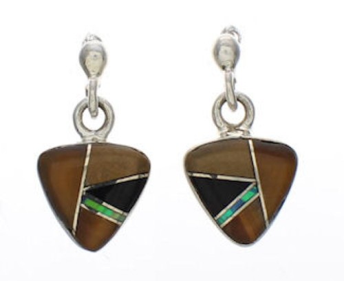 Southwestern Sterling Silver Multicolor Post Dangle Earrings TX26313