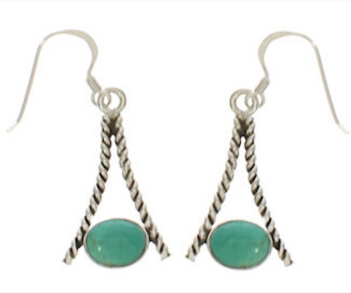 Southwestern Sterling Silver Turquoise Post Dangle Earrings TX26387