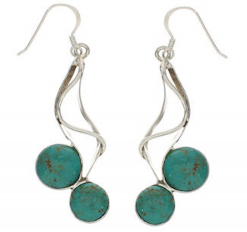 Turquoise Southwestern Sterling Silver Hook Dangle Earrings TX26423