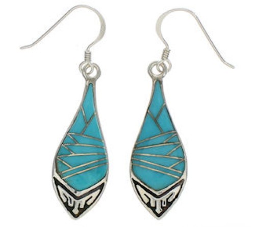 Sterling Silver Turquoise Southwestern Hook Dangle Earrings TX26444