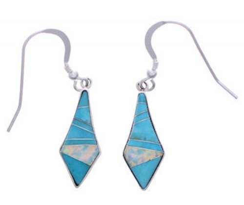 Opal Turquoise Inlay Sterling Silver Southwest Earrings FX31202