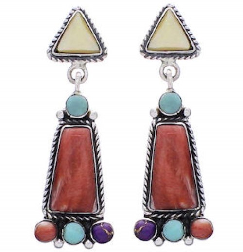 Multicolor Sterling Silver Southwest Earrings FX31218