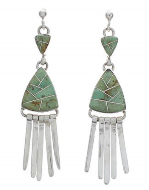 Sterling Silver Turquoise Southwest Post Dangle Earrings EX24634