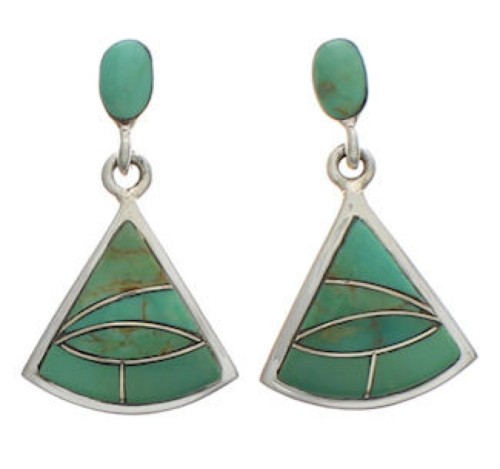 Silver Southwest Jewelry Turquoise Inlay Post Dangle Earrings EX24777