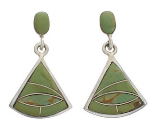 Turquoise Inlay Southwest Silver Post Dangle Earrings EX24778