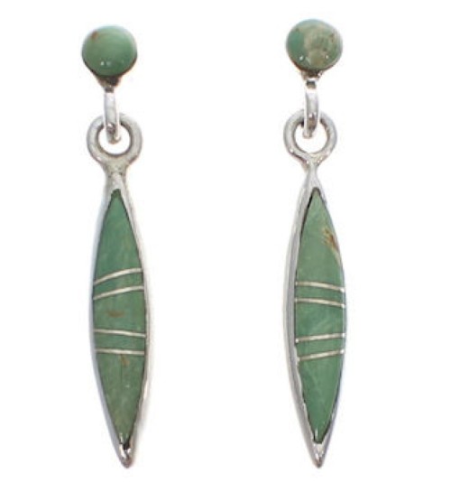 Southwest Sterling Silver Turquoise Inlay Post Dangle Earrings EX24801