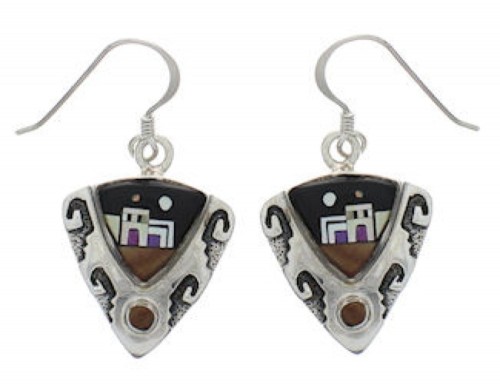 Multicolor Native American Pueblo Village Design Earrings EX33141