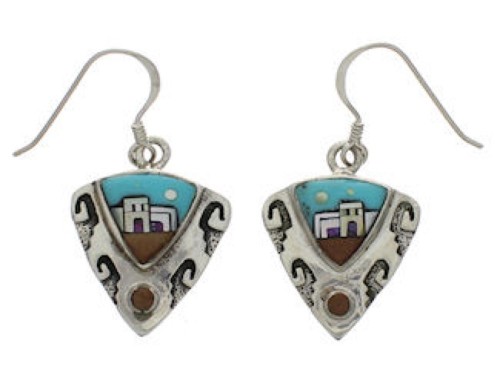 Native American Village Design Multicolor Earrings EX33142