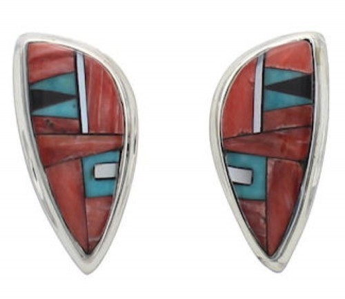 Multicolor Inlay Southwestern Post Earrings EX33143