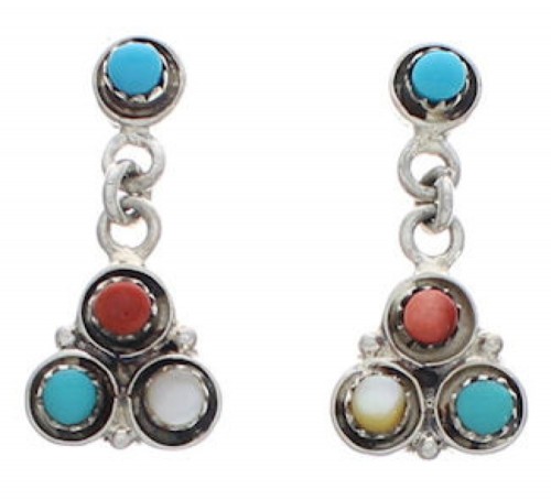 Silver Multicolor Post Dangle Earrings Jewelry KX26073