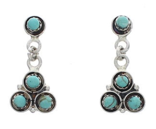 Silver Turquoise Southwestern Post Dangle Earrings Jewelry KX26090