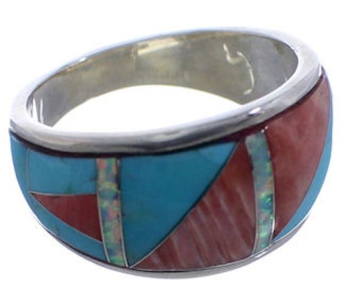 Sterling Silver Multicolor WhiteRock Wild Fire Ring Size 7-1/2 TX43660