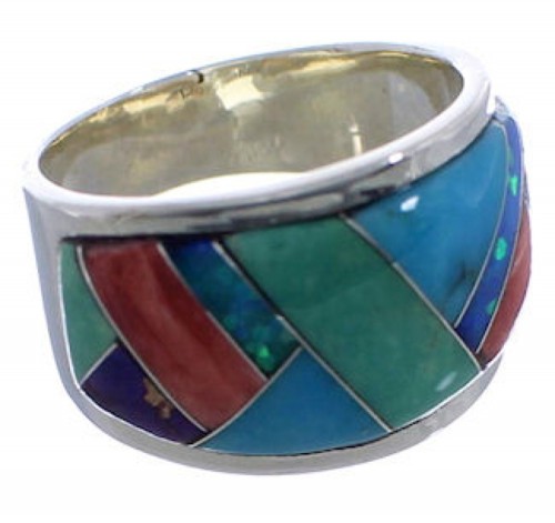 WhiteRock Sunrise Multicolor Sterling Silver Ring Size 6 TX43882