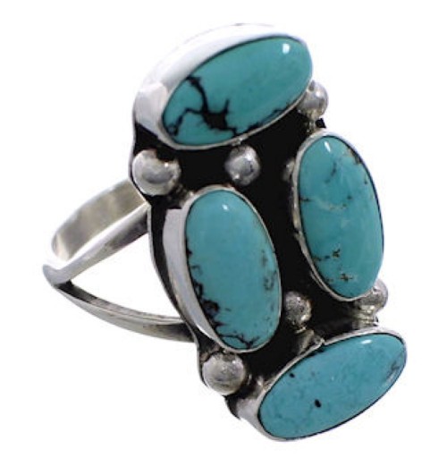 Turquoise Native American Sterling Silver Ring Size 7-3/4 EX25032