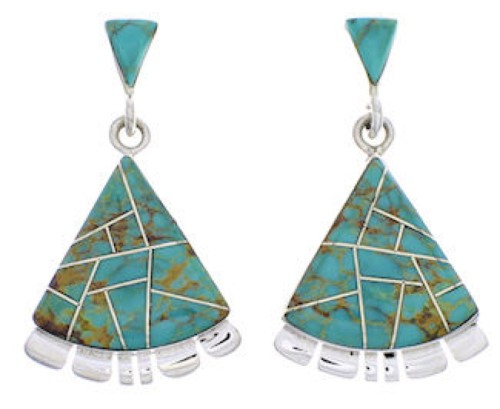 Turquoise Inlay Sterling Silver Jewelry Earrings PX32121