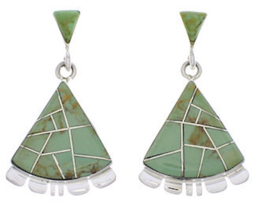 Southwest Turquoise Inlay Post Dangle Earrings PX32126