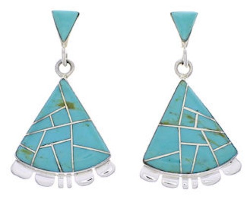 Southwestern Turquoise And Silver Earrings PX32138