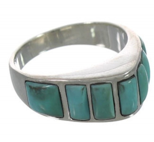 Sterling Silver Turquoise Inlay Ring Size 6-3/4 VX36515