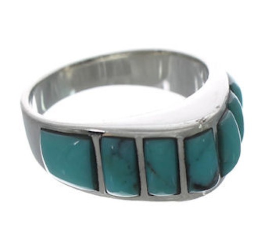 Turquoise Inlay Sterling Silver Jewelry  Ring Size 6-3/4 VX36528