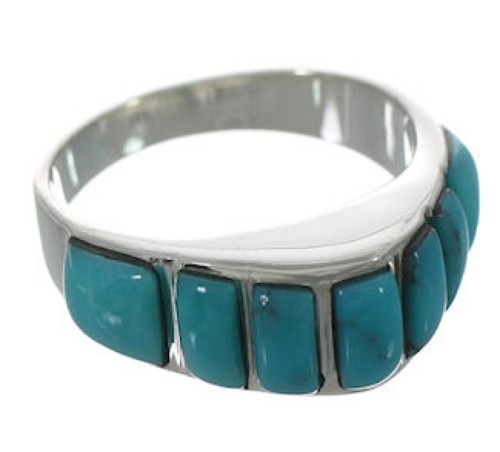Turquoise Inlay Sterling Silver Ring Size 8-3/4 VX36592