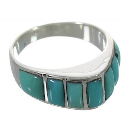 Southwest Turquoise Sterling Silver Ring Size 5-3/4 VX36598