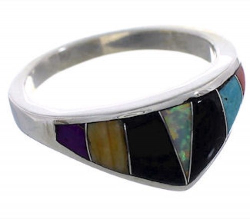 Genuine Sterling Silver Multicolor Ring Size 6-3/4 EX43898