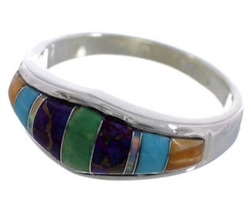 Southwest Multicolor Inlay Ring Size 7-1/2 EX43918