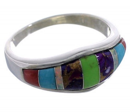 Southwestern Multicolor Inlay Ring Size 6 EX43922