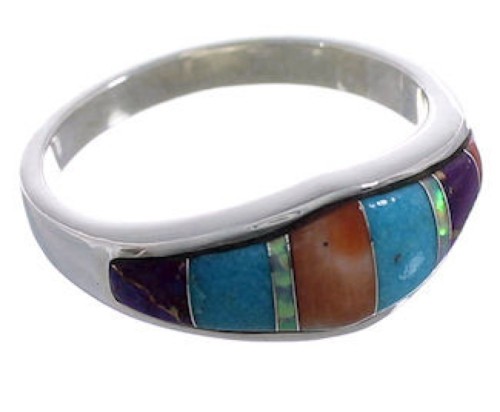 Genuine Sterling Silver Multicolor Ring Size 7-3/4 EX43924