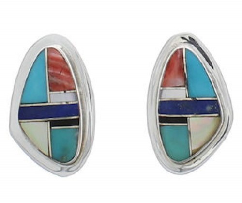 Silver Multicolor Southwest Post Earrings FX31077