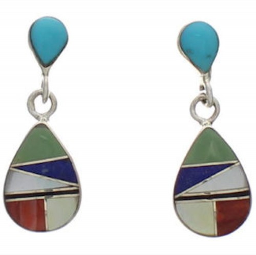 Sterling Silver Southwest Multicolor Post Dangle Earrings FX31111