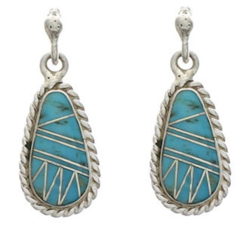 Turquoise Jewelry Sterling Silver Post Dangle Earrings FX31136