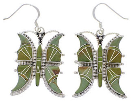 Turquoise Butterfly Silver Hook Dangle Earrings FX31786