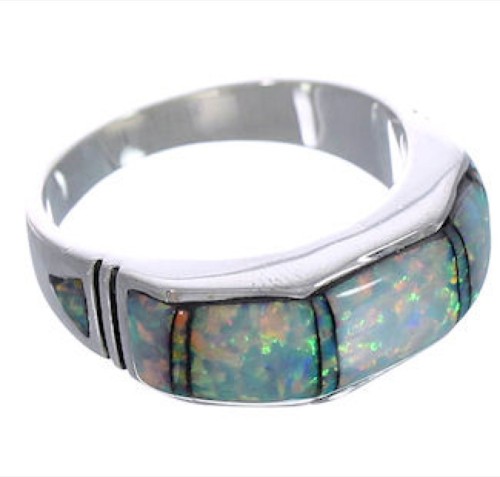 Genuine Sterling Silver Opal Inlay Ring Size 7-1/2 AX36998