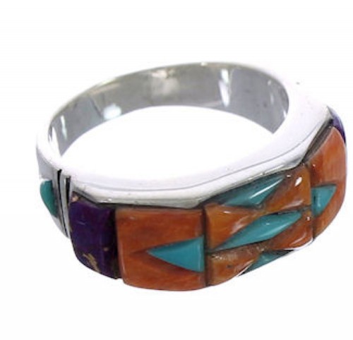 Authentic Sterling Silver Turquoise Multicolor Ring Size 8-3/4 AX37242