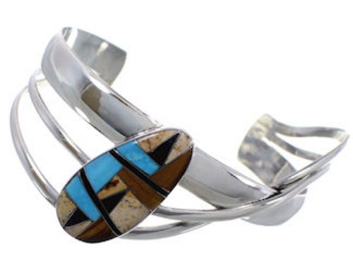 Multicolor Southwestern Silver Cuff Bracelet PX28414