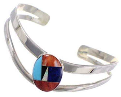 Silver Multicolor Jewelry Southwestern Cuff Bracelet MX27751