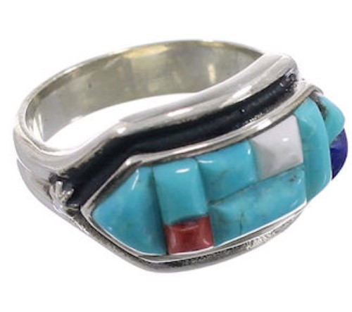 Multicolor Southwest Genuine Sterling Silver Ring Size 5-3/4 CX51674