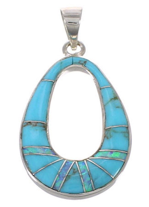 Sterling Silver Turquoise And Opal Slide Pendant WX42669