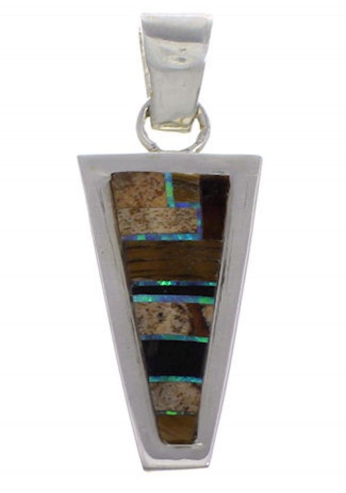 Multicolor Inlay Silver Pendant EX43271