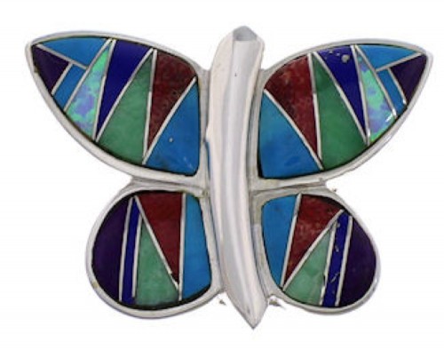 Multicolor Inlay Butterfly Slide Pendant EX43292