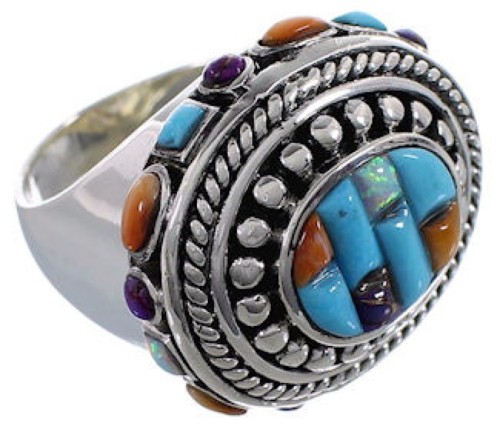 Multicolor Southwest Authentic Sterling Silver Ring Size 8-1/2 CX49998